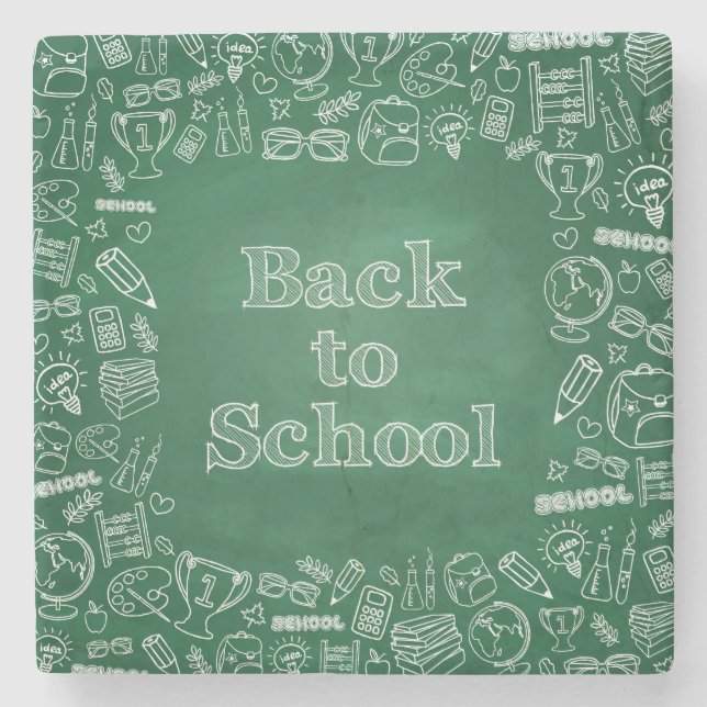 Back to school board and clipart stone coaster (Front)