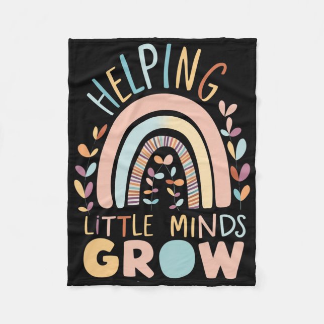 Back-to-school Boho Helping Little Minds Grow Teac Fleece Blanket (Front)
