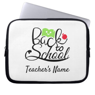Back To School Book And Apple Teachers Laptop Sleeve