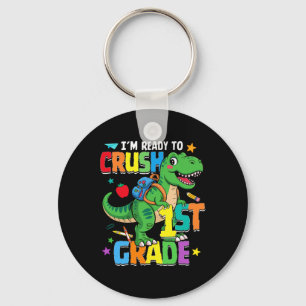 Back To School Boy Dinosaur I'm Ready To Crush Fir Key Ring