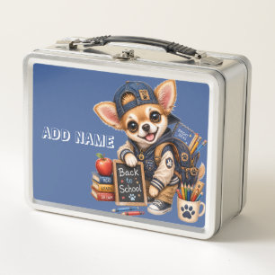 Back to School boy Pup (Blue) Metal Lunch Box