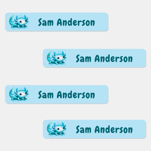 Back to School Boys Blue Axolotl Kids Name (Group)