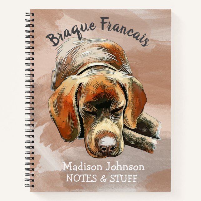 Back to school Braque Francais Spaniel notebook (Front)