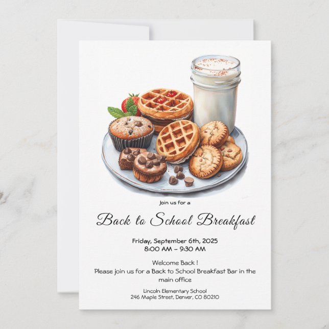 Back to School Breakfast Bar Invitation  (Front)