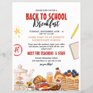 BACK to School Breakfast flyer, Meet The Teachers Flyer