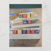 Back to school building blocks on stacked books