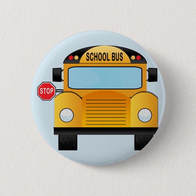 Back to school bus 6 cm round badge (Front)