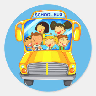 Back to School Bus Classic Round Sticker