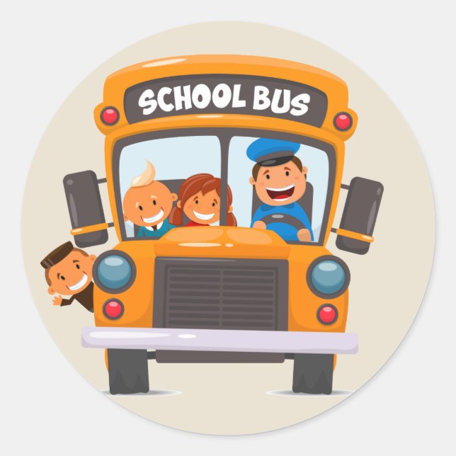 Back to School Bus Classic Round Sticker (Front)