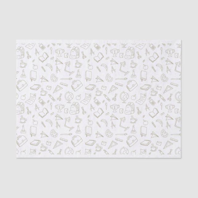 Back to School Cartoonish Icons Fun Tissue Paper (Front)