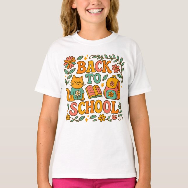Back to School Cat T-Shirt (Front)