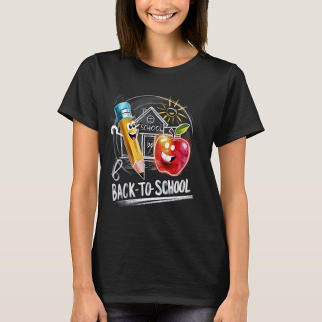 Back To School Chalk Teacher Funny Kids First Day  T-Shirt (Front)