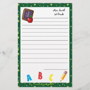 Back to School Chalkboard Stationery dk green