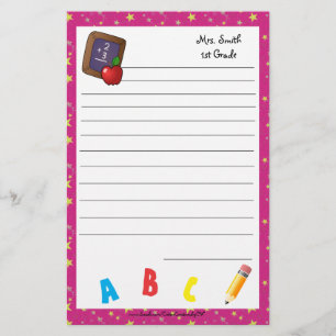 Back to School Chalkboard Stationery Pink