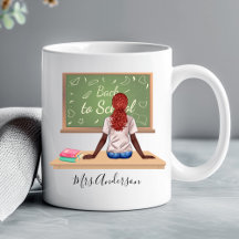 Back to School Chalkboard Teacher Mug Curly Red