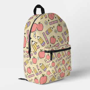 Back-to-School Charm with Apple & Pencil  Printed Backpack