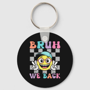 Back To School Chequered Smile Face Retro Bruh We Key Ring