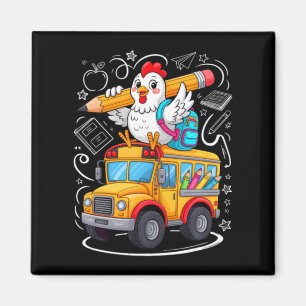 Back To School Chicken School Bus 100 Days Of Magnet