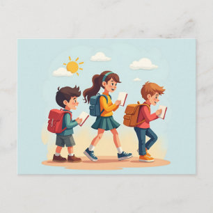 Back to school children holiday postcard