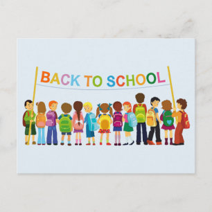 Back to school children postcard