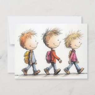 Back to school children postcard