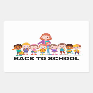 Back to School Children Rectangular Sticker
