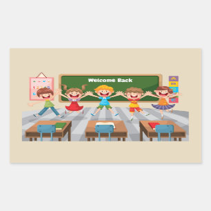 Back to School Children Rectangular Sticker