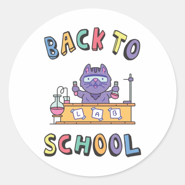 Back to school classic round sticker (Front)
