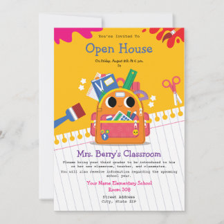 Back To School Classroom Open House Invitation