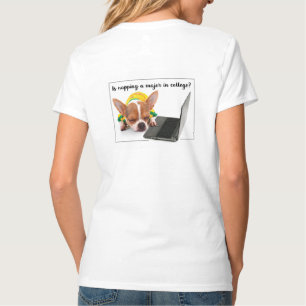 Back to School College Funny Napping Dog on Laptop T-Shirt