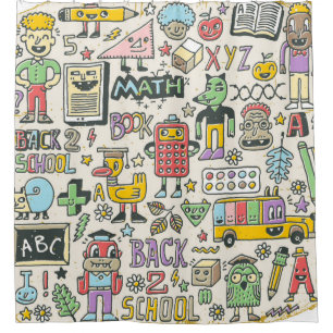 Back to school colorful doodle set 2. Hand drawn i Shower Curtain