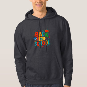 Back to School" Colorful Pencil & Apple Graphic Hoodie