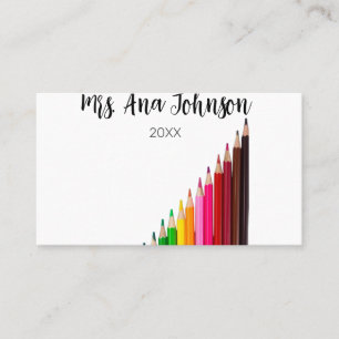 Back to school colour pencils add name class year business card
