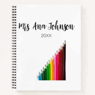Back to school colour pencils add name class year notebook