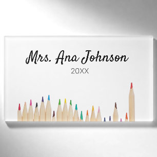 Back to school colour pencils add name class year tag