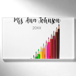 Back to school colour pencils add name class year tag