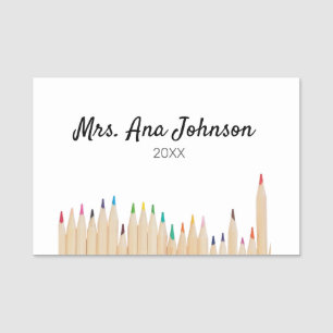 Back to school colour pencils add name class year tag