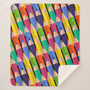 back to school coloured pencils sherpa blanket