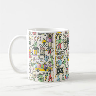 Back to school colourful doodle set 2. Hand drawn Coffee Mug