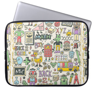 Back to school colourful doodle set 2. Hand drawn  Laptop Sleeve