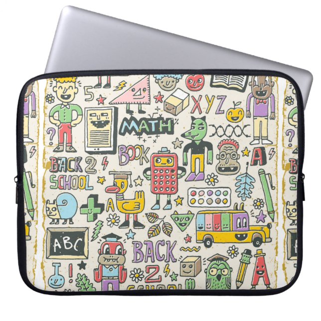 Back to school colourful doodle set 2. Hand drawn  Laptop Sleeve (Front)