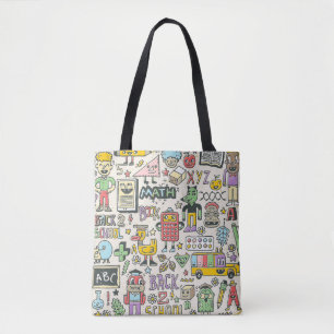 Back to school colourful doodle set 2. Hand drawn Tote Bag