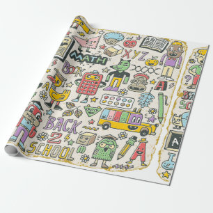 Back to school colourful doodle set 2. Hand drawn  Wrapping Paper