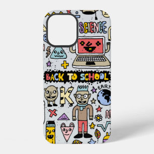 Back to school colourful doodle set. Vintage illus iPhone 12 Case