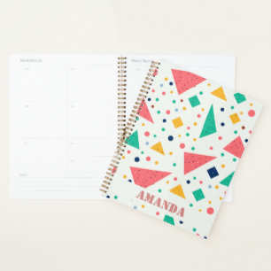 Back to School colourful geometric custom name Planner