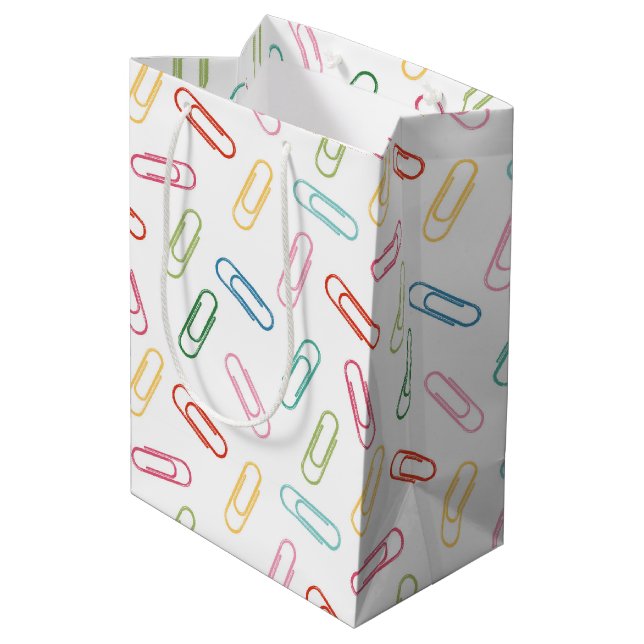 Back to school colourful paper clips medium gift bag (Back Angled)