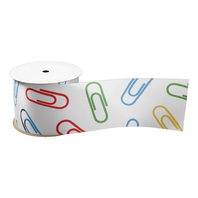 Back to school colourful paper clips satin ribbon (Spool)