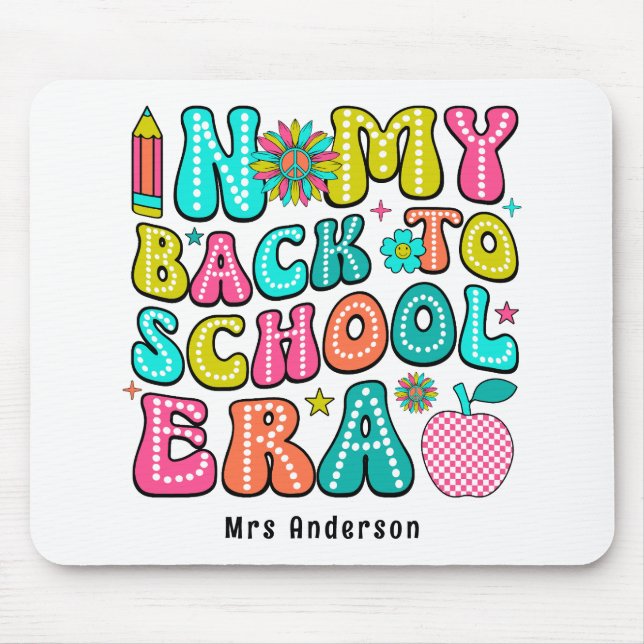Back to school colourful retro teacher  mouse mat (Front)