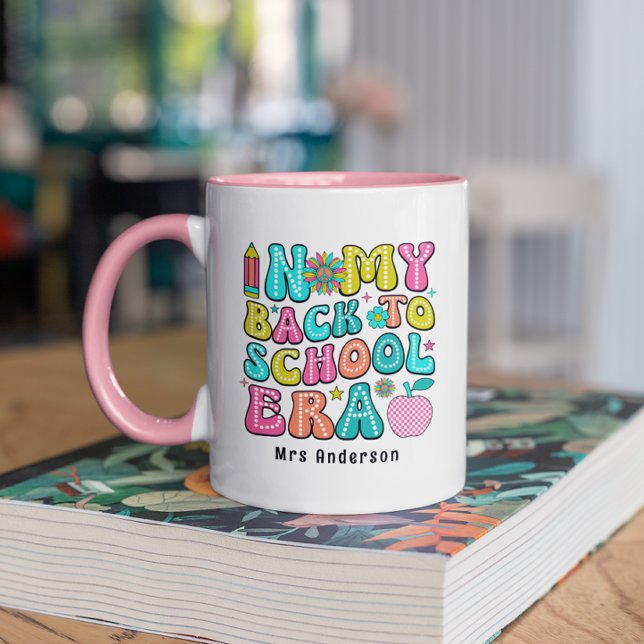 Back to school colourful retro teacher  mug (Creator Uploaded)