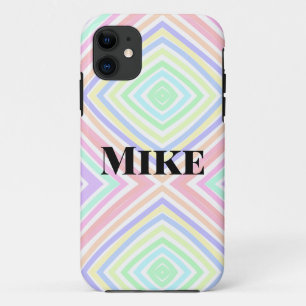 Back to school colourful stripes rainbow add name iPhone 11 case